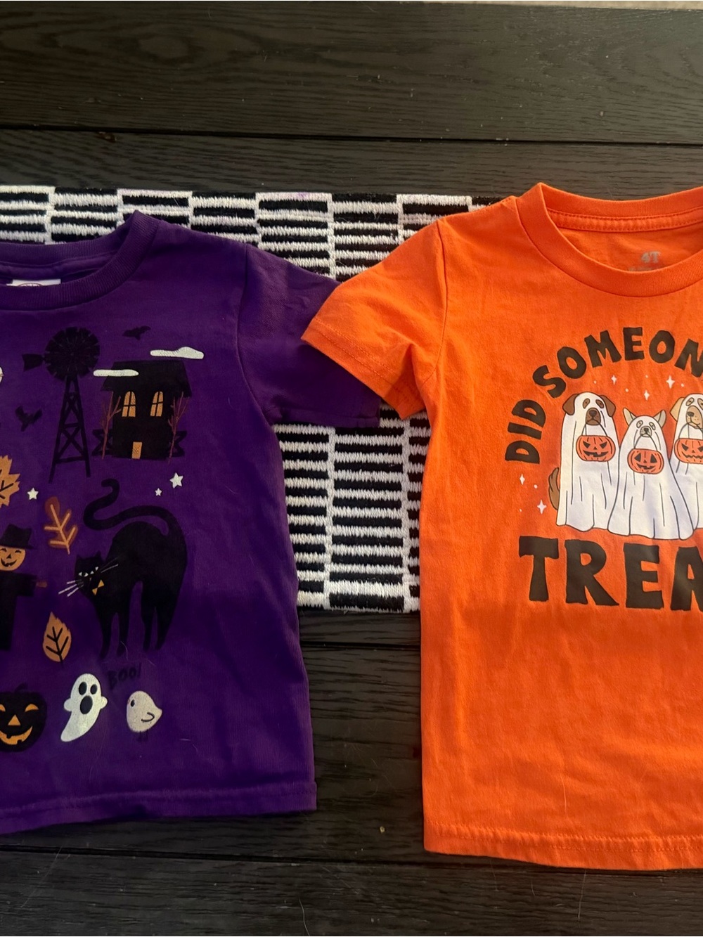 Kids Halloween T-Shirts (2) - Purple & Orange 4t only worn once each.